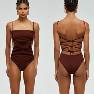 Self-portrait RS22-606 SNAKE TESTURED TIED ONEPIECE SWIMSUIT